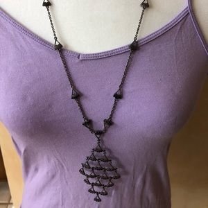 Xc Long Black Crystal Necklace